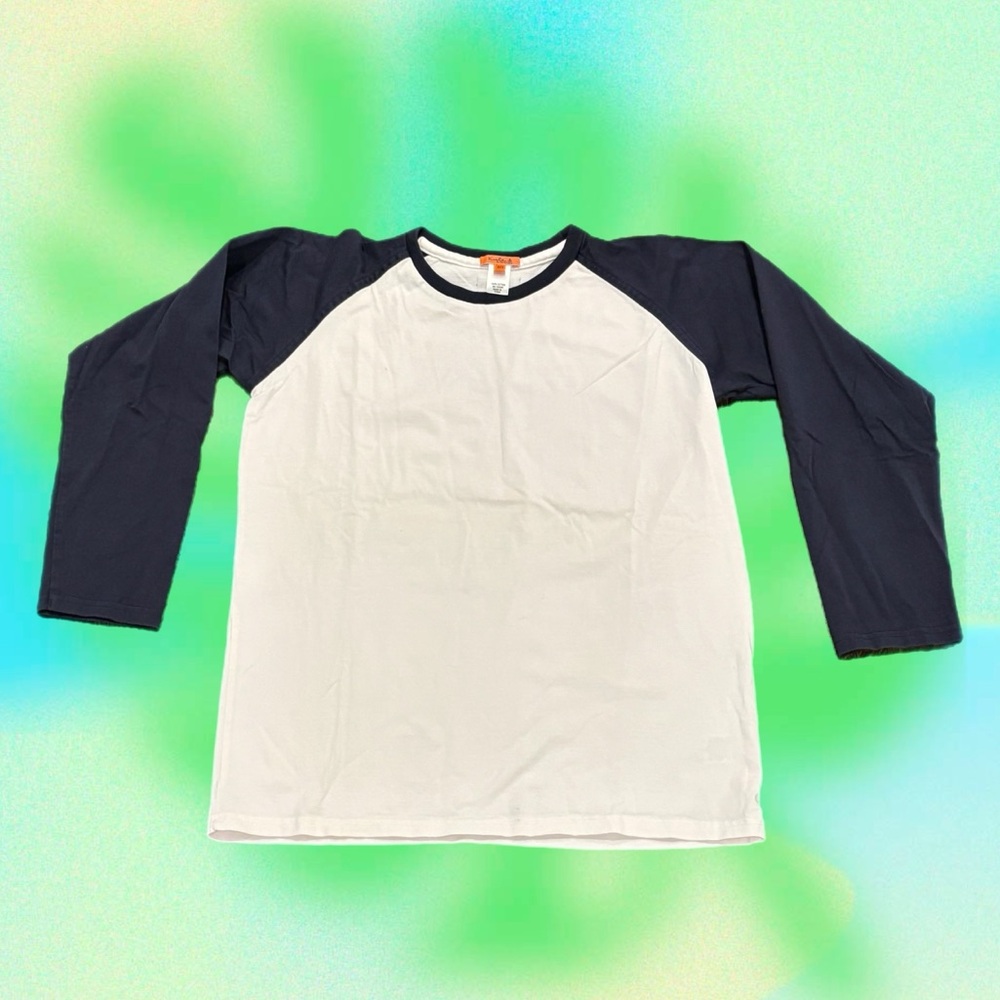Awesome Kule Kids Raglan Long Sleeve Shirt - White and Navy Blue Size 10